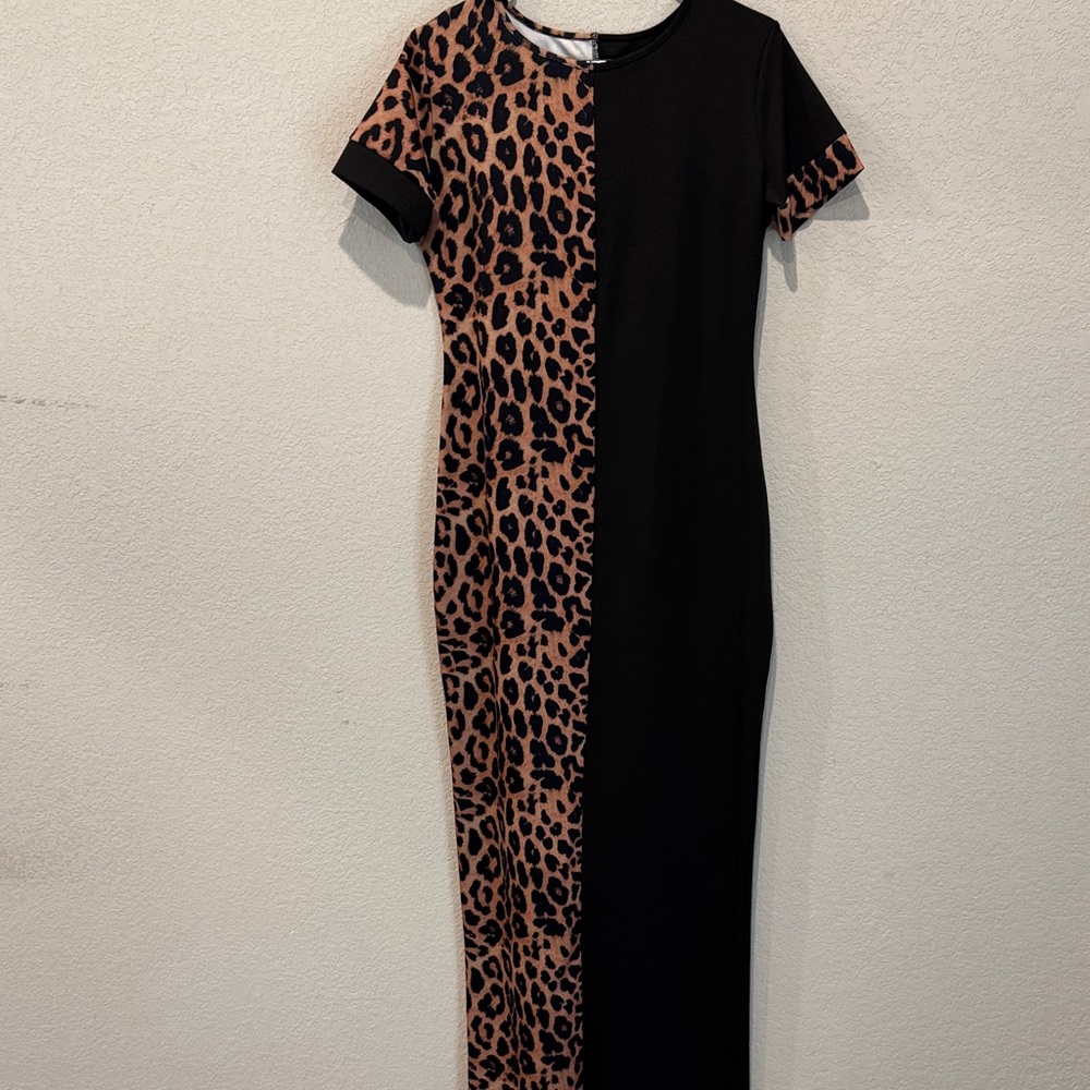 Leopard Print and Black Dress